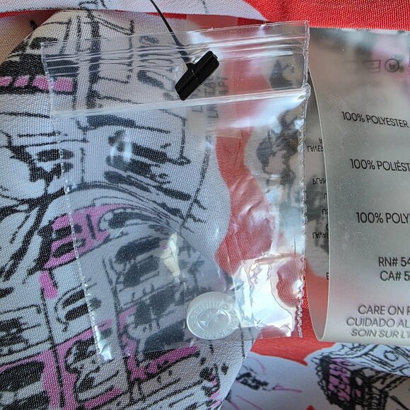 Karl Lagerfeld Blouse Button Shirt Paris Landmarks Short Puff Sleeve Size L NEW - Picture 11 of 11